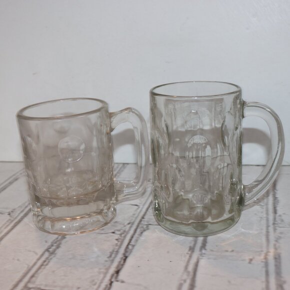 🍺 Vintage Glass Beer Mugs · Set of 2 · 4.5" & 5" Tall - Picture 3 of 5
